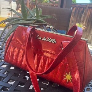 Lux de Ville Red Glitter Handbag